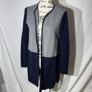 Talbots Navy and Gray Colorblock Cardigan